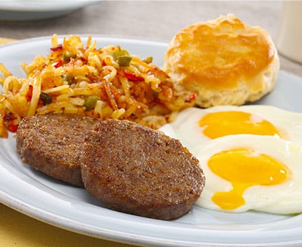 Swaggerty's Farm Breakfast Plate with sausage patties